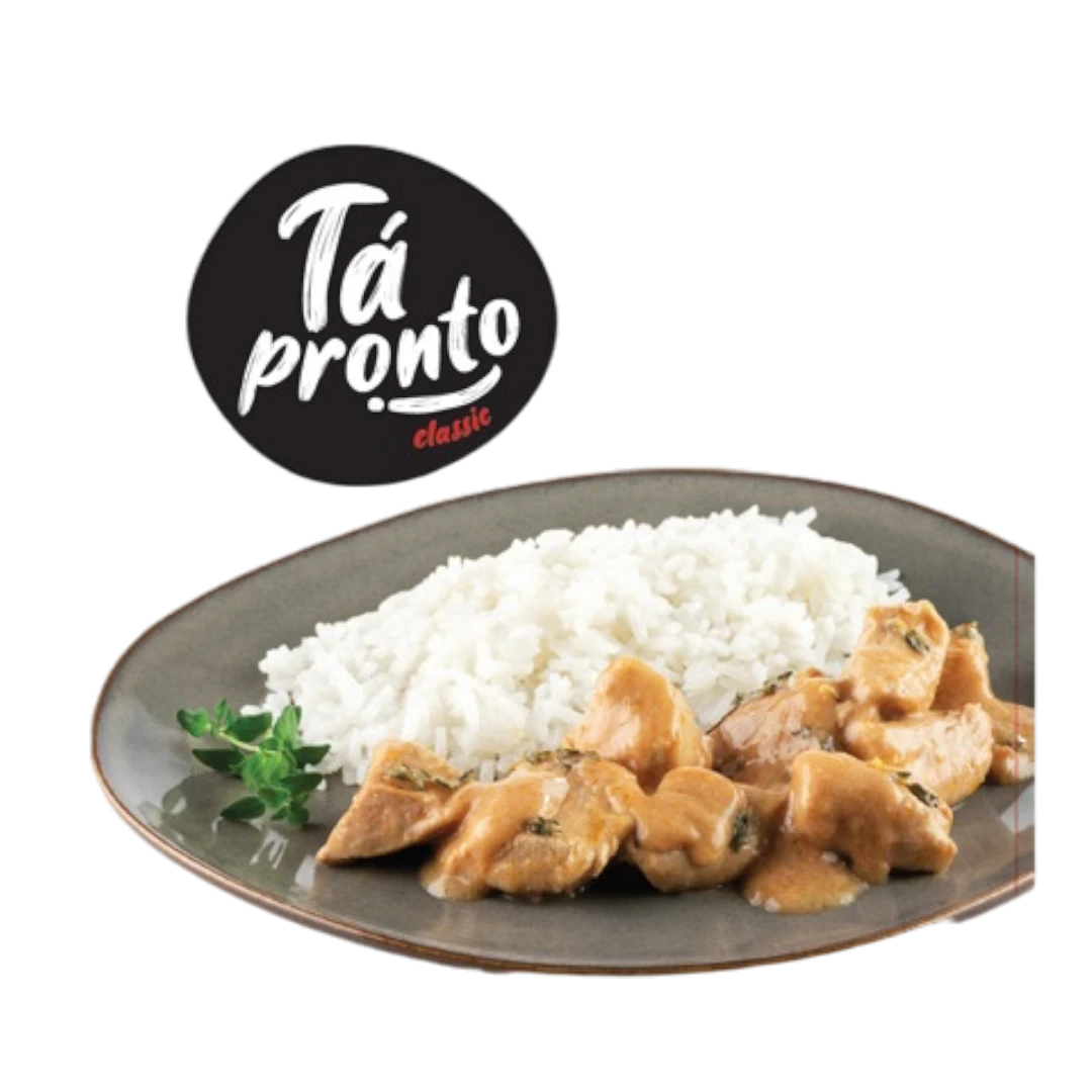 Peito de frango, c/ vinho do porto, tomilho e arroz branco